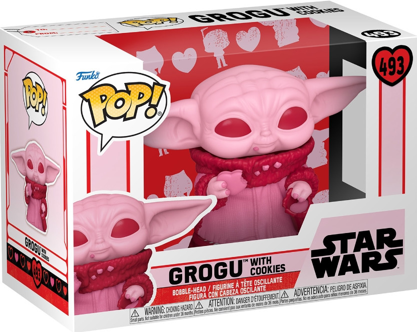  Funko POP Valentines: Star Wars The Mandalorian  Grogu With Cookies Bobble-Head  (9,5 )