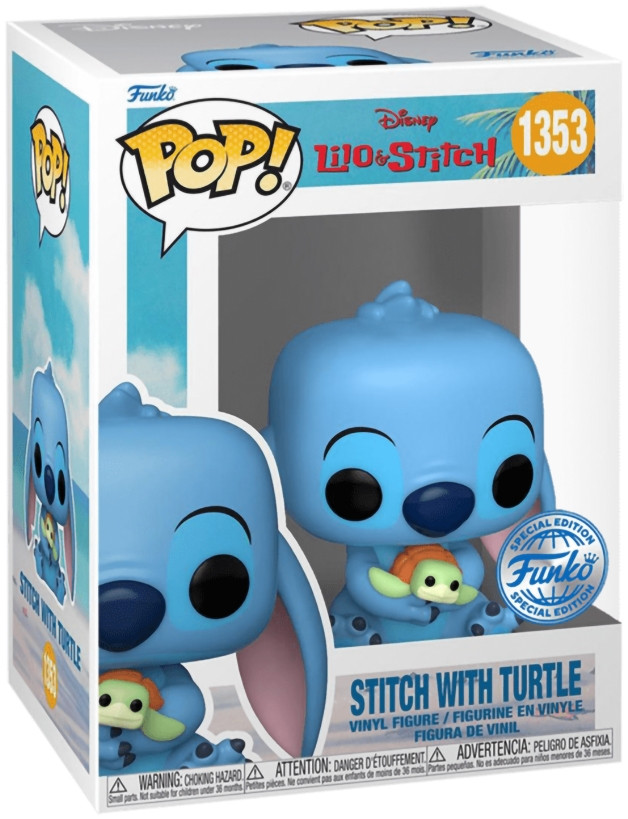 Фигурка Funko POP: Disney Lilo & Stitch – Stitch with Turtle Exclusive (9,5 см)