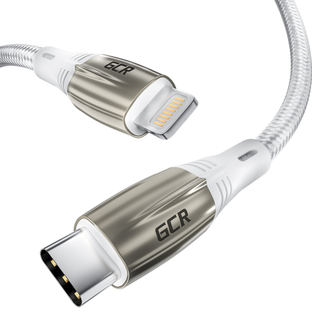 Кабель TypeC Lightning быстрая зарядка Power Delivery белый нейлон 1 м (GCR-52633)