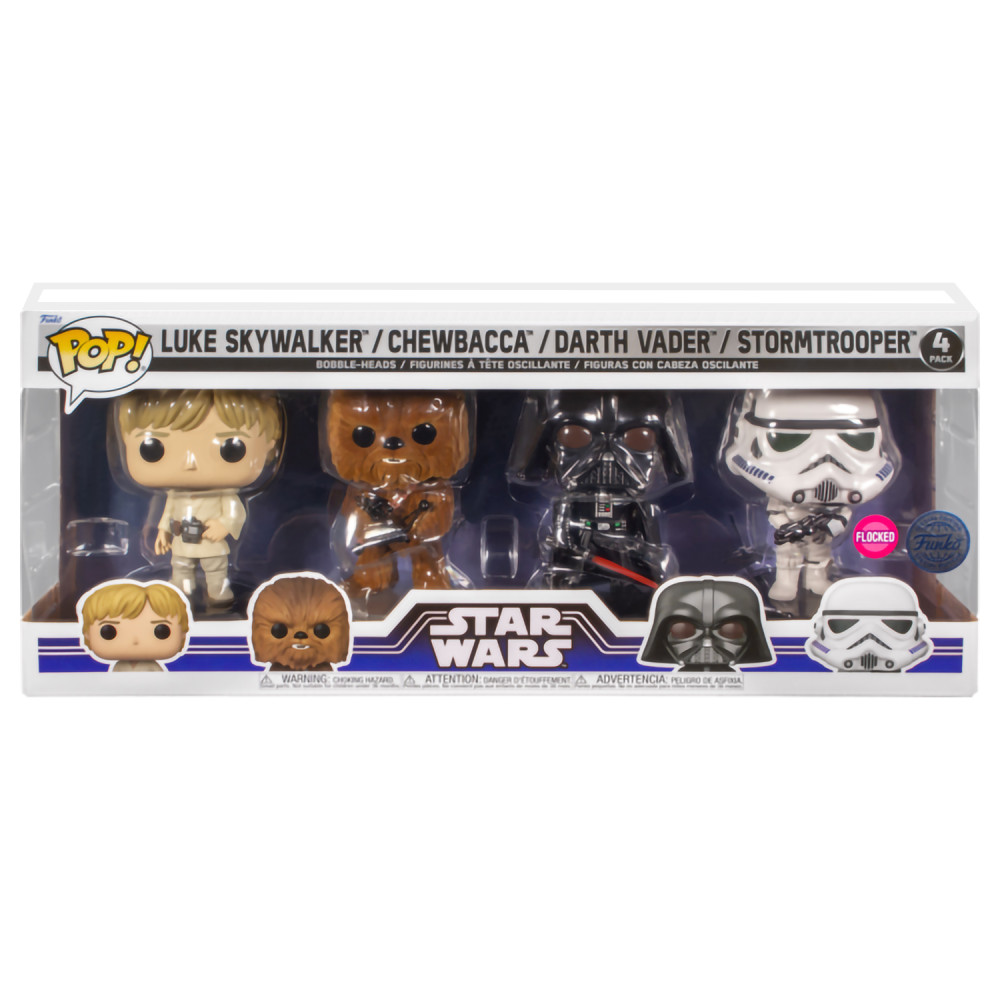 Набор фигурок Funko POP: Star Wars – Luke / Chewbacca / Darth Vader / Stormtrooper Bobble-Head (9, 5 см) (4 шт)