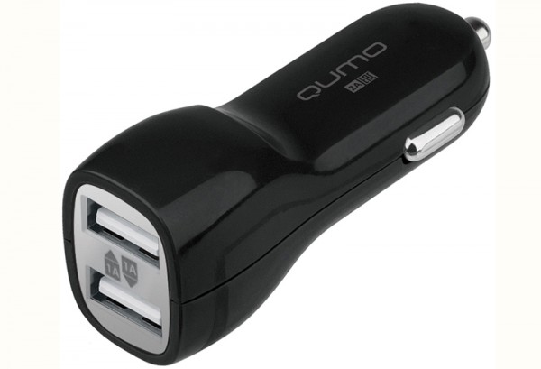 Автомобильное зарядное устройство Qumo Auto Energy 2A 2 USB 1A+1A + кабель Apple 8 pin