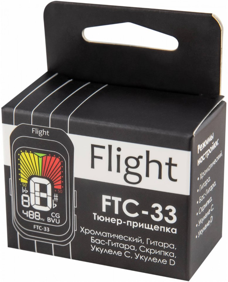 Тюнер-прищепка Fligh FTC-33 хроматический (с цветным дисплеем )