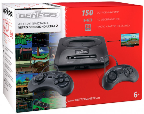 Игровая приставка SEGA Retro Genesis HD Ultra 2 + 150 игр (2 проводных джойстика, HDMI кабель)