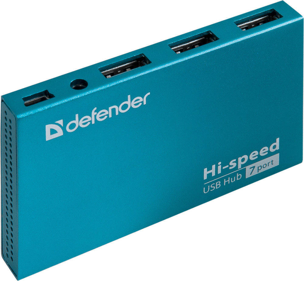 Универсальный USB разветвитель Defender Septima Slim USB2.0, 7 портов, блок питания 2A