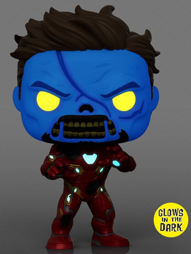  Funko POP Marvel What If...?  Zombie Iron Man Glows In The Dark Exclusive Bobble-Head (9,5 )