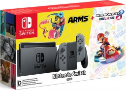 ������� ������� Nintendo Switch (�����) + ���� Mario Kart 8 Deluxe + ���� Arms