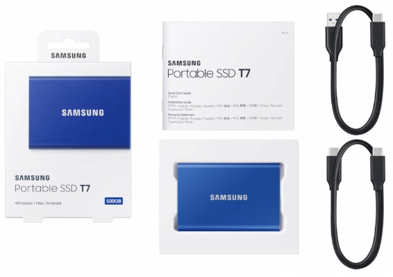 Твердотельный накопитель Samsung SSD T7 Touch 500GB USB Type-C (синий)