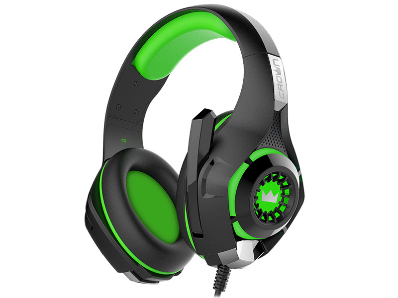 Гарнитура Crown CMGH-102T проводная игровая для PC (черный / зеленый)