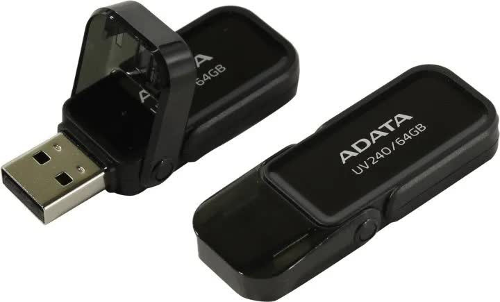 USB-���������� ADATA 64GB UV240 USB 2.0 Flash Drive Black