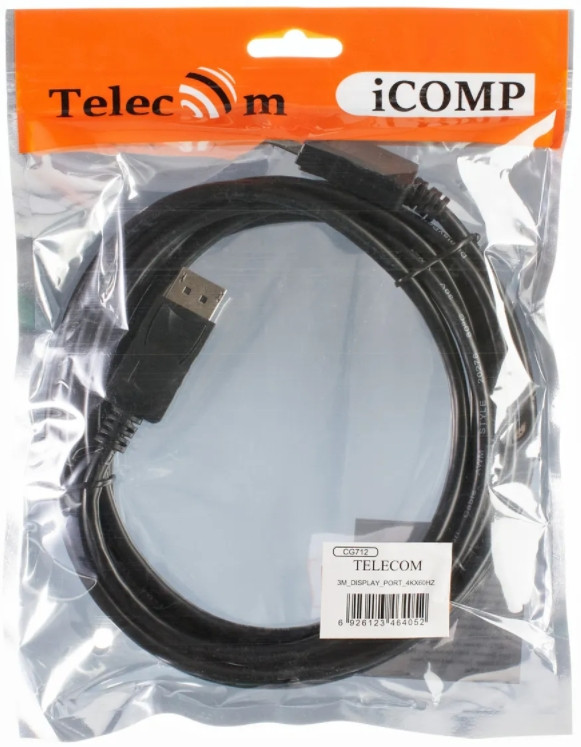 Кабель соединительный VCOM DisplayPort 1.2 Telecom 4K 60Hz 3 м (CG712-3M)