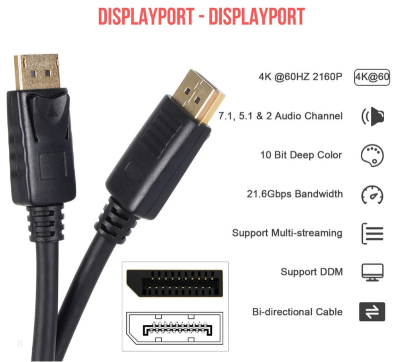   VCOM DisplayPort 1.2 Telecom 4K 60Hz 3  (CG712-3M)