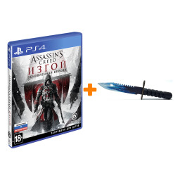 Набор Assassin's Creed: Изгой. Обновленная версия [PS4, русская версия] + Оружие игровое штык-нож М9 Байонет 2 Драгон Гласс деревянный