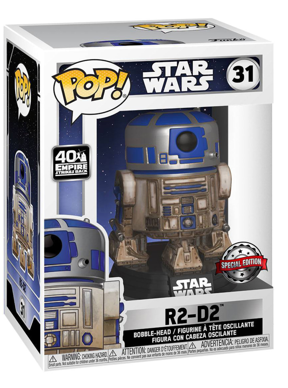  Funko POP Star Wars 40: The Empire Strikes Back  Dagobah R2-D2 Bobble-Head (9,5 )