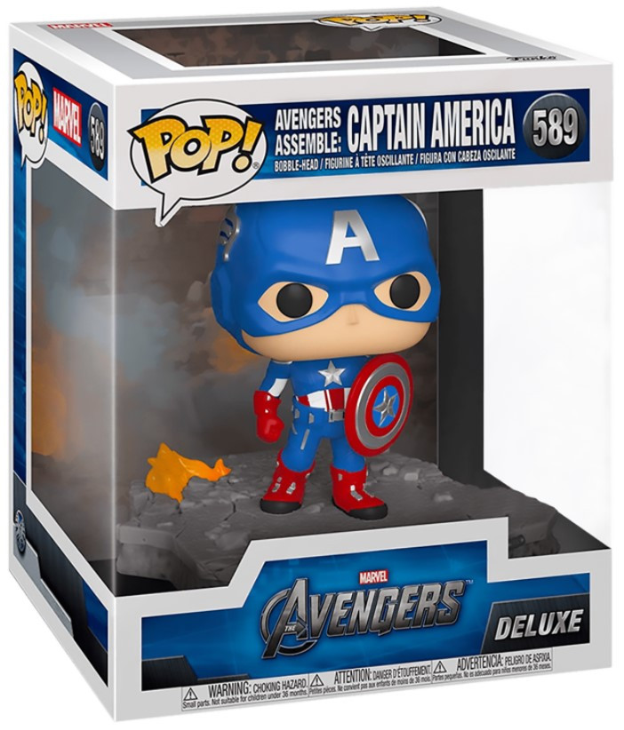  Funko POP Marvel Avengers: Assemble  Captain America Deluxe Bobble-Head Exclusive (9,5 )