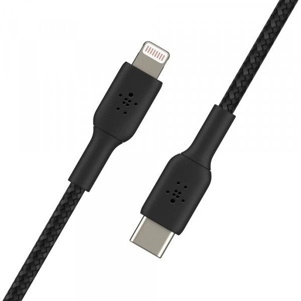 Кабель Belkin BOOST CHARGE USB-C/Lightning, в оплетке, 1м (черный) (CAA004bt1MBK)