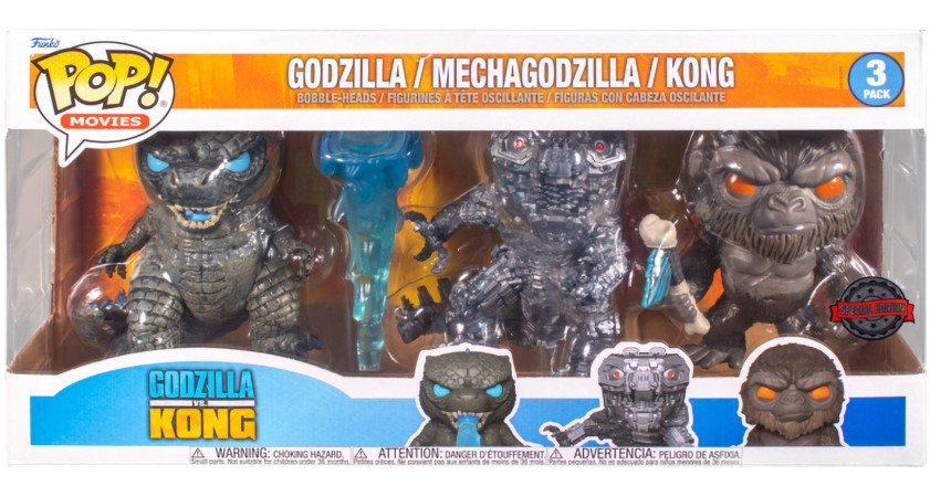  Funko POP Movies: Godzilla Vs Kong  Godzilla, Mechagodzilla, Kong Exclusive 3-Pack (10 )
