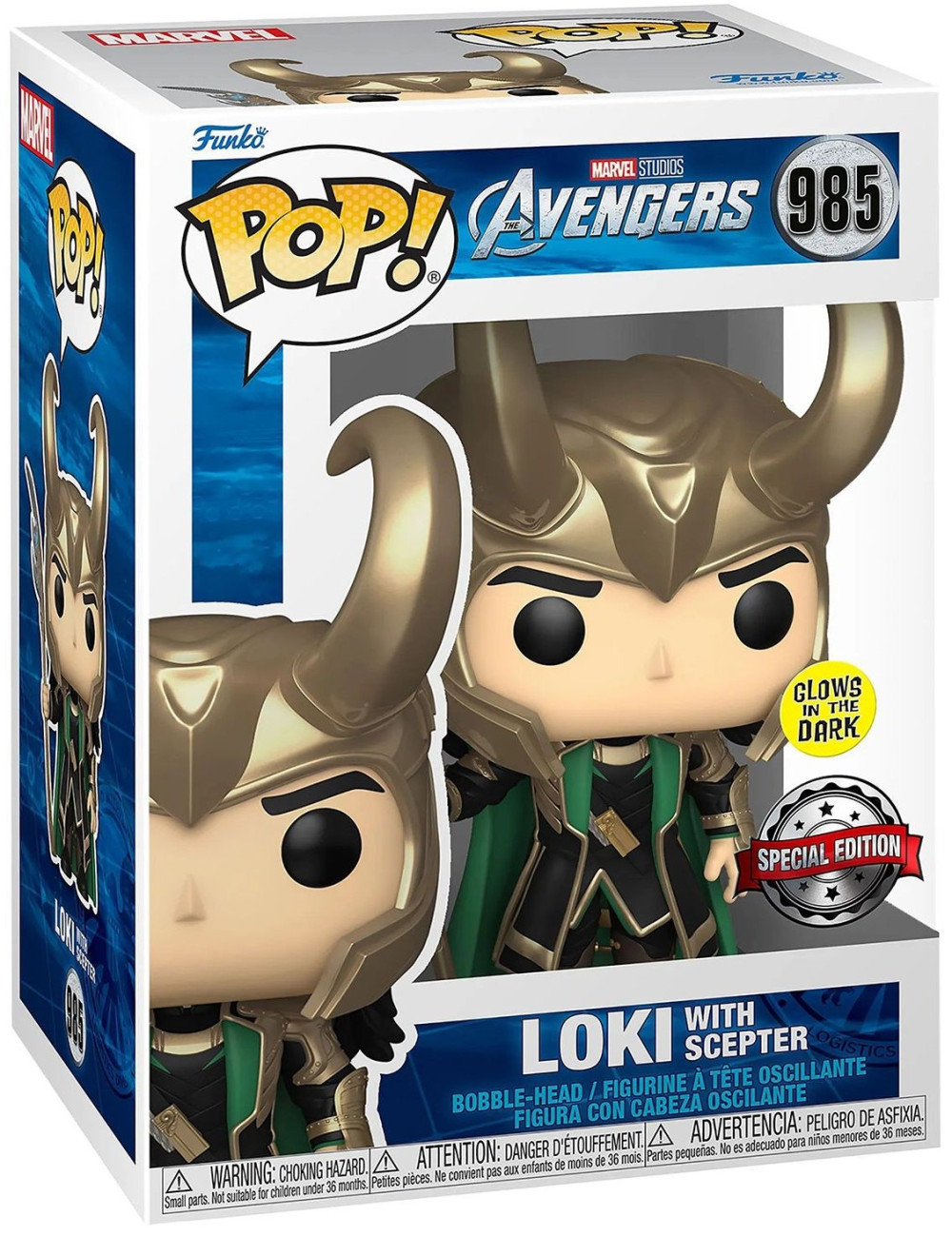  Funko POP Marvel: Avengers  Loki With Scepter [Glows In The Dark] Exclusive Bobble-Head (9,5 )