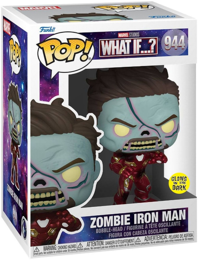  Funko POP Marvel What If...?  Zombie Iron Man Glows In The Dark Exclusive Bobble-Head (9,5 )