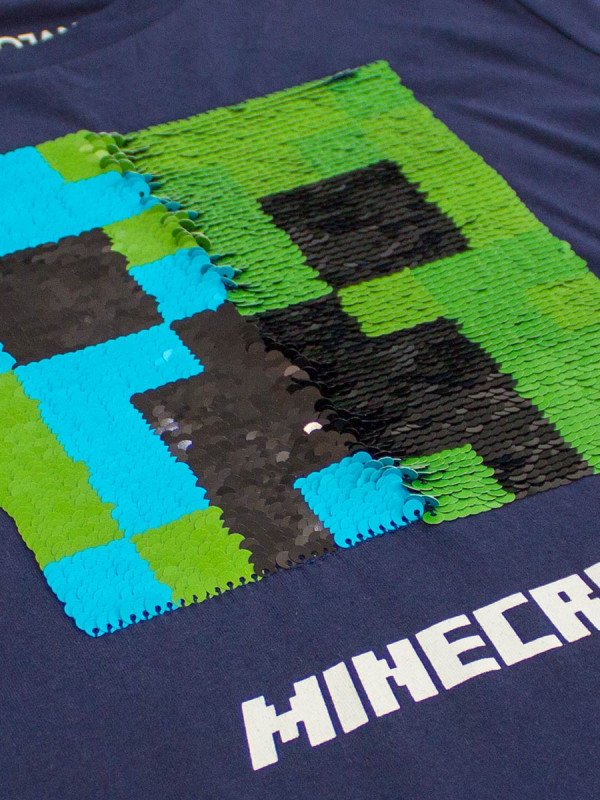 Футболка Minecraft с пайетками (синяя)