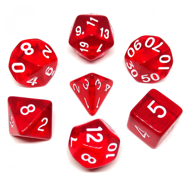 Набор кубиков для RPG (прозрачный красно-белый) (7 шт.)