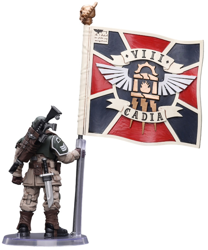Фигурка Warhammer 40 000: Astra Militarum – Cadian Command Squad Veteran with Regimental Standard 1:18 (10,7 см)