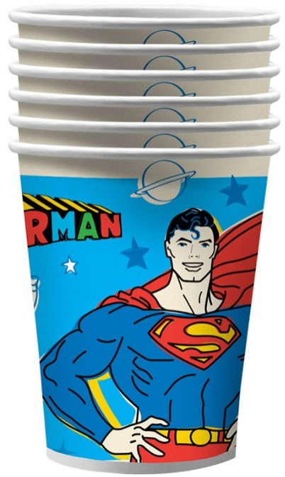 Набор бумажных стаканов Superman: Logo жёлтый (250 мл, 6 шт)