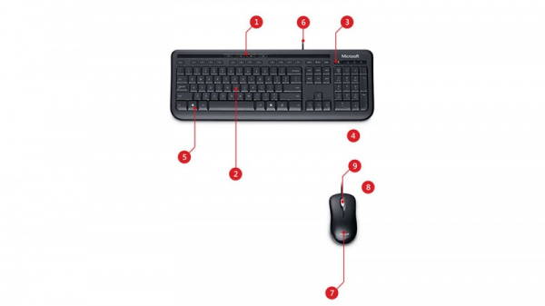 Комплект (клавиатура+мышь) Microsoft Wired Desktop 600 для PC