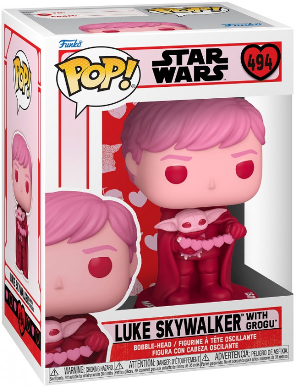 Фигурка Funko POP: Star Wars Valentines – Luke Skywalker With Grogu Bobble-Head (9,5 см)