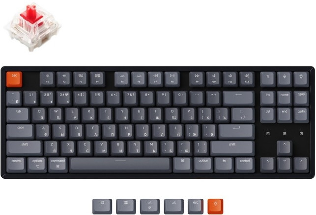 Клавиатура Keychron K8, беспроводная механическая с White LED подсветкой Gateron Red Switch