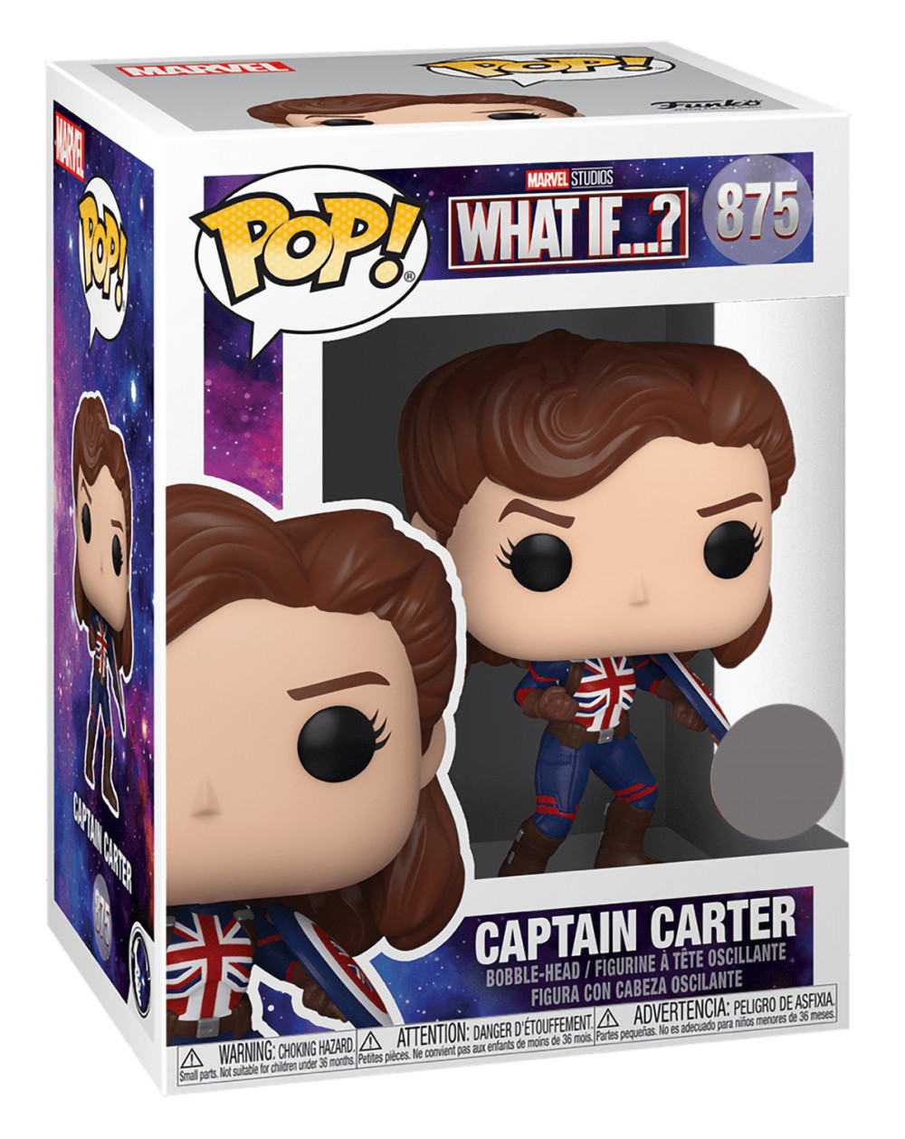  Funko POP: Marvel What If...?  Captain Carter With Shield Exclusive Bobble-Head (9,5 )