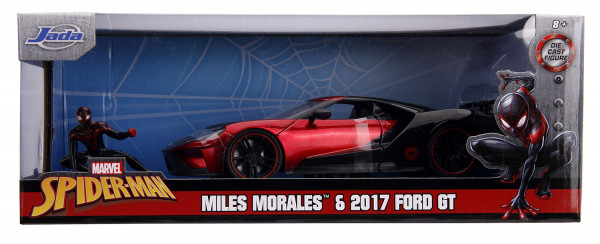 Набор Hollywood Rides: Marvel Spider-Man – модель машины 2017 Ford GT (масштаб 1:24) + фигурка Miles Morales Figure 2,75"