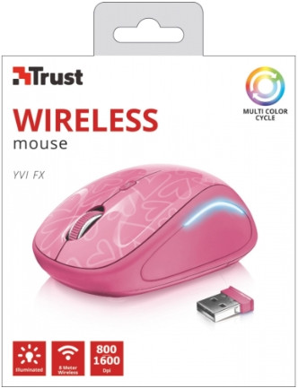 Мышь Trust Yvi FX Wireless беспроводная для PC (розовый)