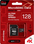   Qumo MicroSDXC 128 GB UHS-I U3, Pro seria 3.0 +  SD (QM128GMICSDXC10U3)