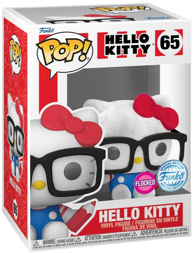  Funko POP: Hello Kitty  Hello Kitty Nerd With Glasses Flocked Exclusive (9,5 )