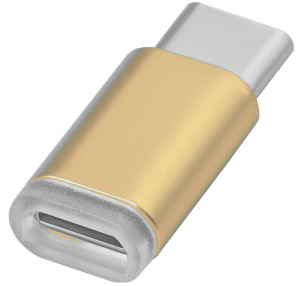 Переходник Greenconnect USB Type C на micro USB 2.0, M/F (золотистый) (GCR-UC3U2MF-G)