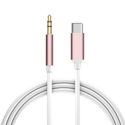 Аудио-кабель Greenconnect TypeC AUX jack 3,5mm (белый, розовый) (GCR-52326)