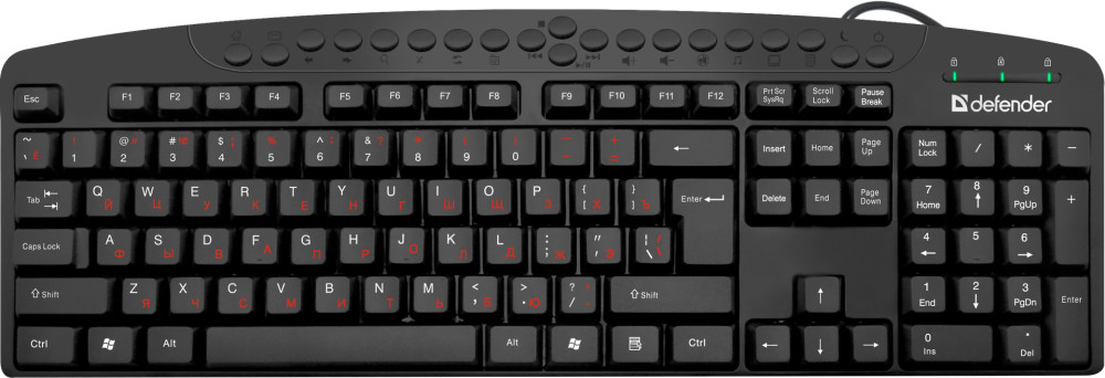 Клавиатура Defender Atlas HB-450 RU, мультимедиа 124 кн. для PC (черный) (45450)