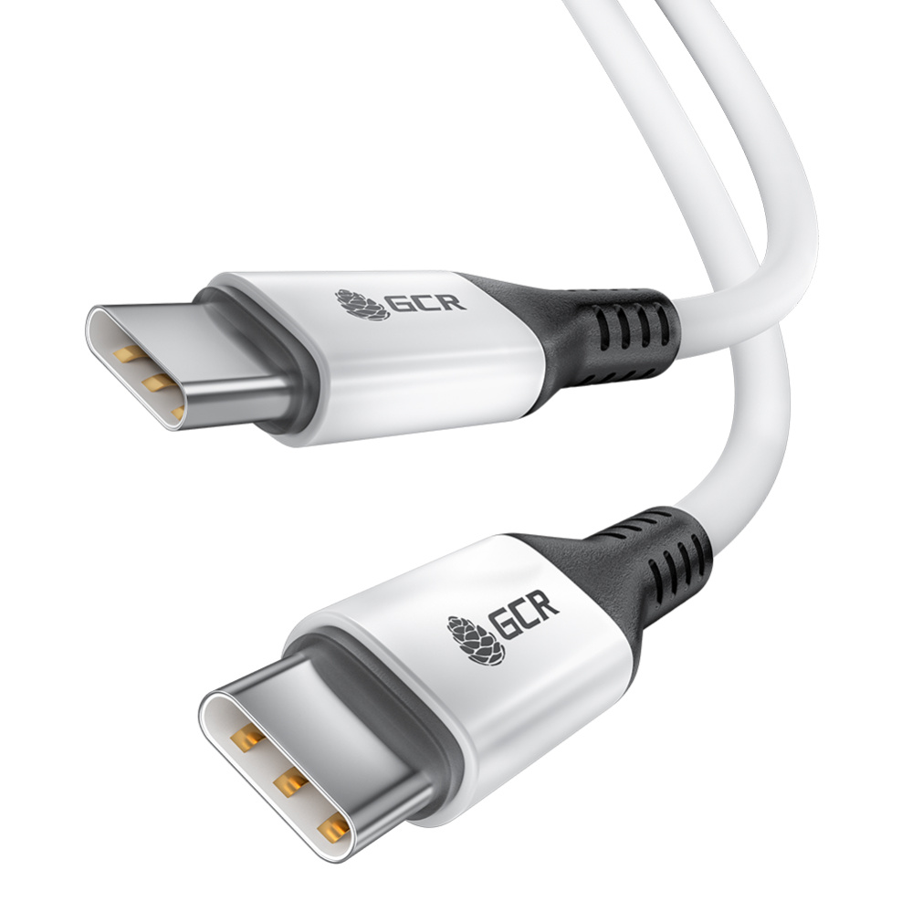 Кабель GCR Type C-C 18W PD для зарядки Apple MacBook Air 1 м (белый, AL корпус белый) (GCR-53122)