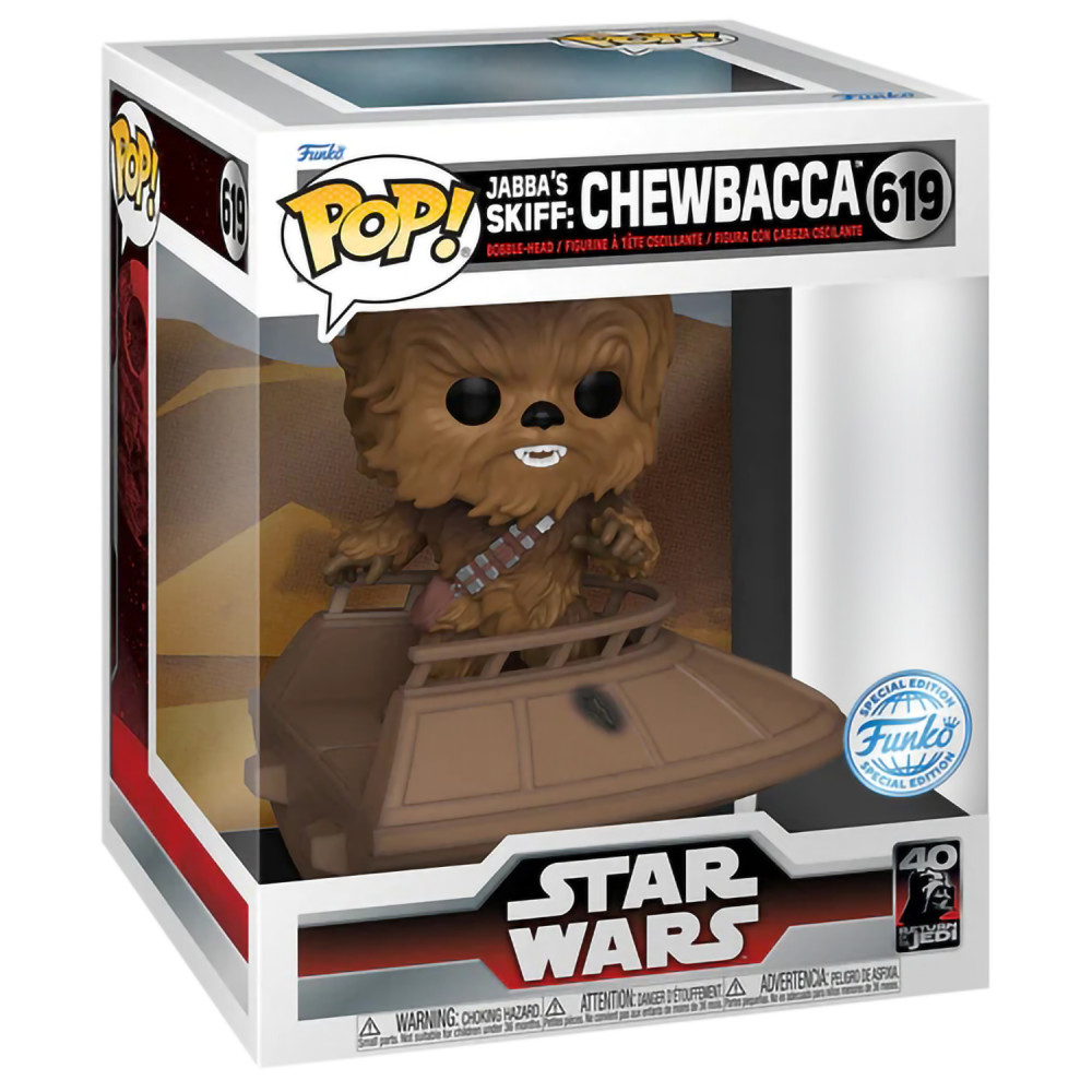 Funko POP Return: Star Wars Of The Jedi 40th  Jabba's Skiff Chewbacca Exclusive Bobble-Head (9,5 )