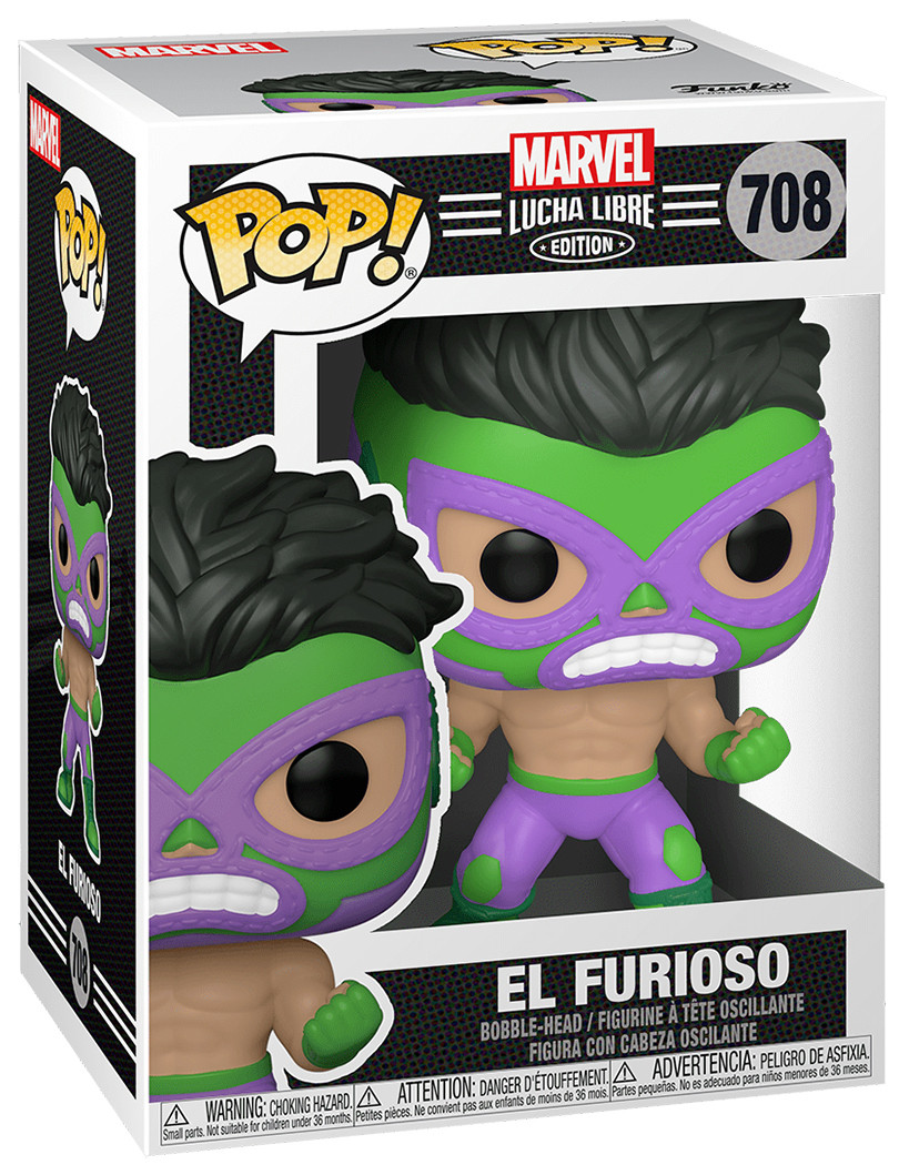 Фигурка Funko POP Marvel: Lucha Libre Edition – El Furioso Hulk Bobble-Head (9,5 см)