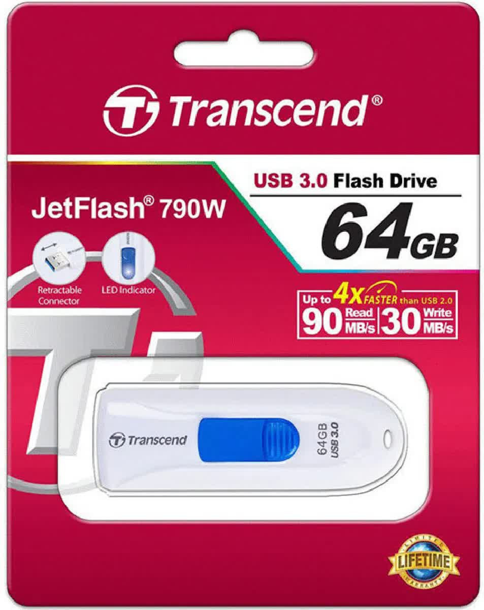 Флеш-накопитель Transcend JetFlash 790 White USB 3.0 64GB