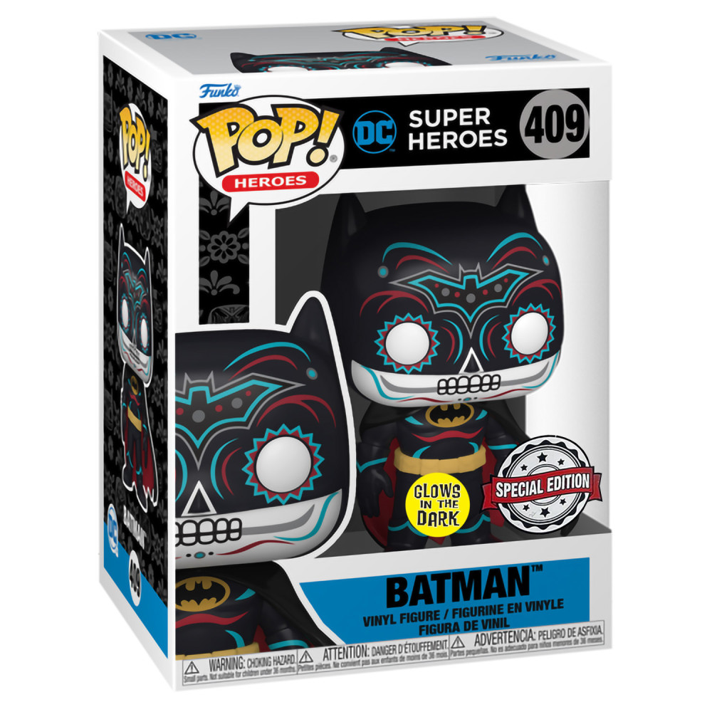  Funko POP Heroes: DC Super Heroes  Batman Dia De Los Muertos Glows In The Dark Exclusive (9,5 )