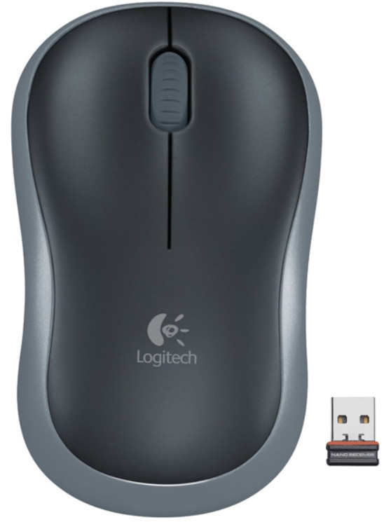 Мышь Logitech M185 беспроводная для PC (черно-серая)