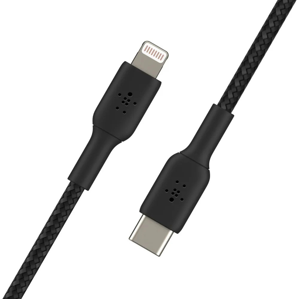 Кабель Belkin BOOST CHARGE USB-C/Lightning, в оплетке, 1м (черный) (CAA004bt1MBK)