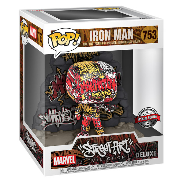 Фигурка Funko POP: Marvel Street Art Collection – Iron Man Bobble-Head Deluxe (9,5 см)