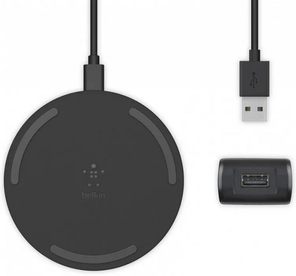 Беспроводное зарядное устройство Belkin 10Вт, с адаптером (черный) (WIA001vfBK)