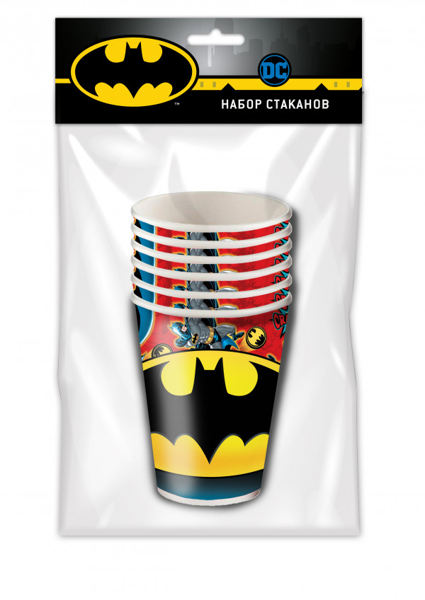Набор бумажных стаканов Batman 1 (250 мл, 6 шт)