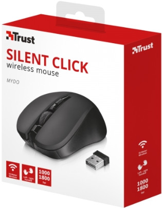 Мышь Trust Mydo Silent Click Wireless беспроводная бесшумная для PC (чёрный)