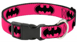 Ошейник Batman / Бэтмен Розовый. С пластиковой застёжкой (28-43 см)
