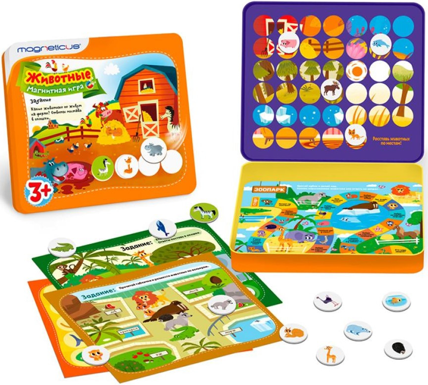 Настольная игра Познаём мир: Животные магнитная (POL- 009)